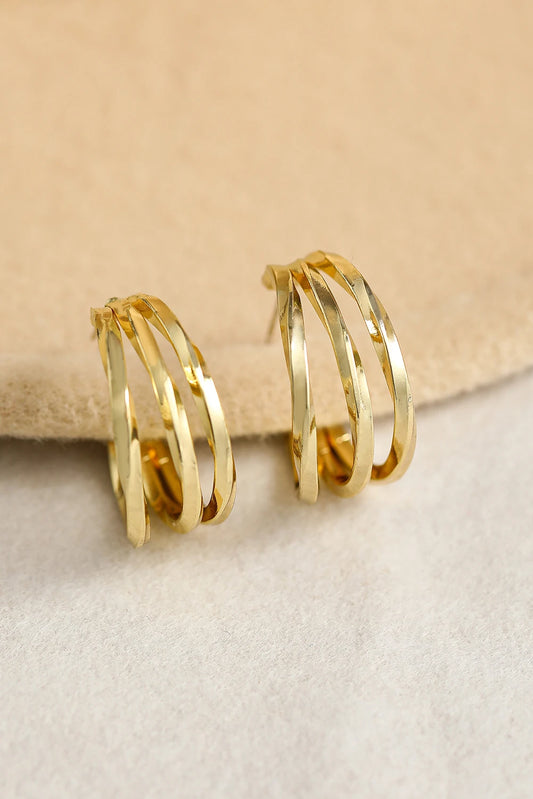 Gold Vintage Overlay C Shaped Earrings